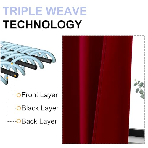 Ava Red Blackout Curtains for Bedroom 72 Inch Length 2 Panels Set (Red / 40"W x 72"L (Pack of 2))