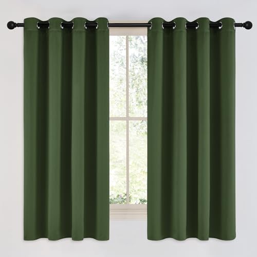 Dark Green Curtains for Bedroom (Dark Green / 52"W x 63"L (Pack of 2))