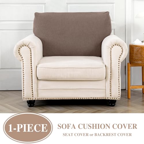 Couch Cushion Cover Seat Cushion Cover Stretch Armchair Cover Separate Sectional Sofa Slipcovers Furniture Protector (Khaki / 1PC Seat Cover or Backrest)