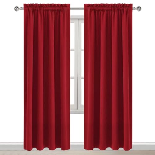 Blackout Curtains for Bedroom Living Room 52 x 84 Inch Long Red (Red / 52"W x 84"L (Pack of 2))