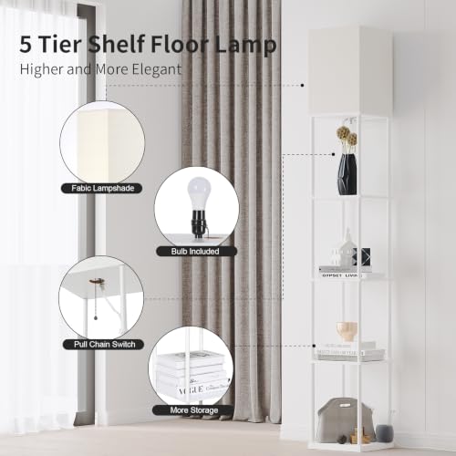 5 Tier Floor Lamp with Shelves (White / 5-Tier)