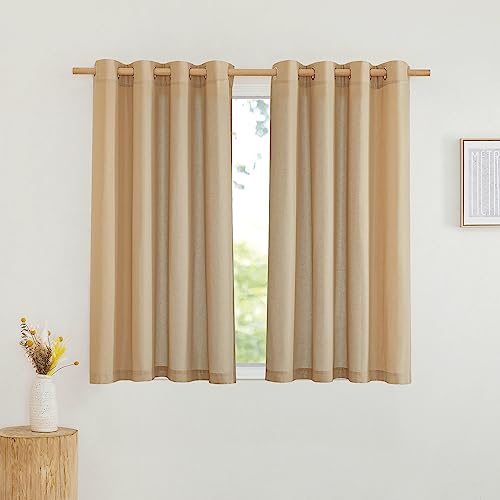 Semi Sheer Linen Burlap Curtains 54 inches Long (Burlap / 55"W x 54"L (Pack of 2))