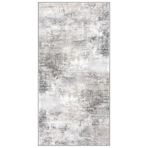 Abstract Runner Rug 3x6 Ft Washable Runners for Hallways (Ash Grey/Beige / 3' x 6' (Rectangular))