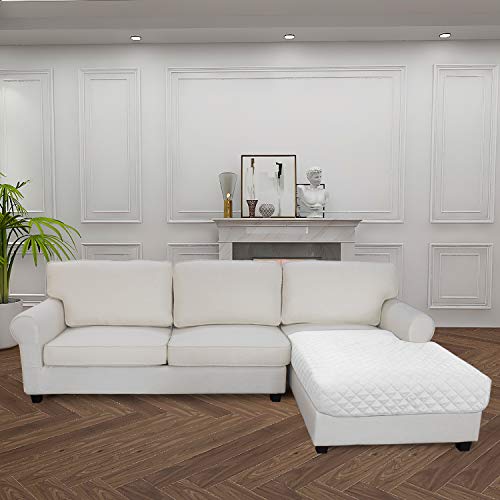 Sectional Couch Covers for Dogs L Shape Sofa Cover Reversible Sofa Slipcover Chaise Lounge Cover Furniture Protector Cover for Pets Dog Cat (42" x 68" / White/White)