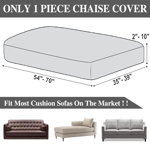 Couch Cushion Cover Chaise Lounge Cover Washable Separate Seat Chaise Couch Cover Stretch Sectional Sofa Slipcover (Light Grey / Chaise Cover)
