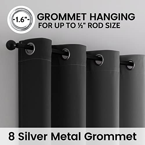 100% Blackout Ombre Bedroom Curtains Black and Greyish White (52"W x 96"L (Pack of 2) / Black White)