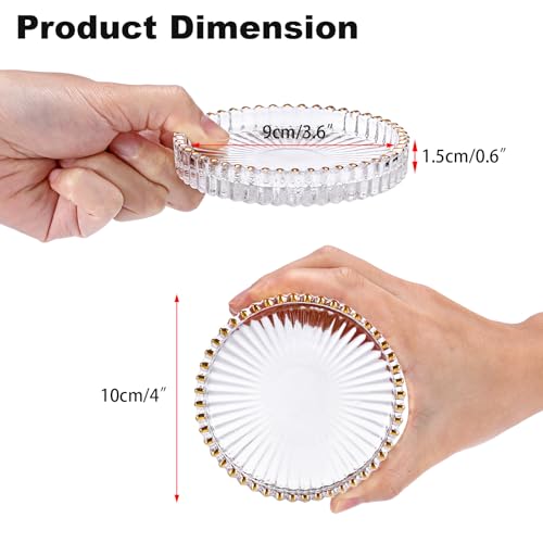Set of 5 Modern Clear Coaster (Clear With Gold Rim)