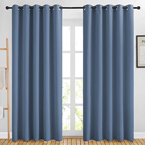 Blackout Curtains for Bedroom (Stone Blue / 66"W x 84"L (Pack of 2))