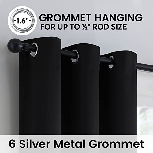 Black 100% Blackout Curtains Room Darkening Living Room 84 Inch (Black / 38"W x 84"L (Pack of 2))