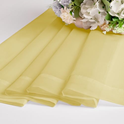 Mustard Yellow Short Sheer Curtains 30 inch Length (Yellow / 42"W x 30"L (Pack of 2))