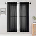 Black Sheer Curtains 68 Inch Length 2 Panels Set for Bedroom Living Room (Black / 42"W x 68"L (Pack of 2))