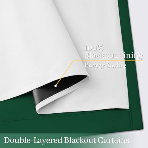Dark Green 100% Blackout Curtains 84 Inches Long 50" Wide 2 Panels (50"W x 84"L (Pack of 2) / Dark Green With White Backing)