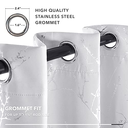 Living Room Curtains 84 Inches Long (Greyish White/Tree Branch / 52"W x 84"L (Pack of 2))