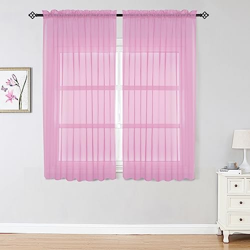 Sheer Curtains Light Pink (Pink / 42"W x 63"L (Pack of 2))