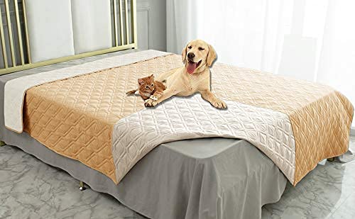Waterproof Dog Bed Cover Pet Blanket for Furniture Bed Couch Sofa Reversible (68x82 Inch (Pack of 1) / Sand+beige)