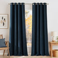Faux Linen Navy Blue Blackout Curtains 84 inches Long (Linen Navy Blue / 52"W x 84"L (Pack of 2))