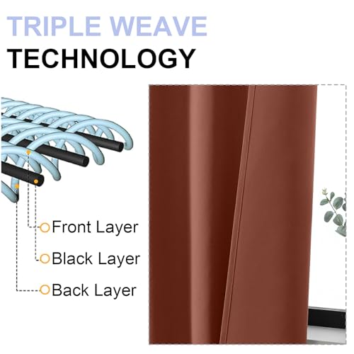 Ava Terracotta Blackout Curtains for Bedroom 63 Inch Length 2 Panels (Terracotta / 40"W x 63"L (Pack of 2))