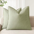 Linen Solid Decorative Throw Pillow Cover 22x22 Inch Light Green (22" x 22" (Pack of 2) / Seeding Green)