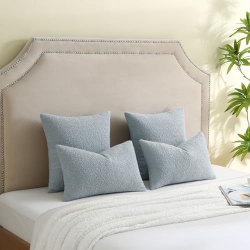 Pack of 2 Boucle Textured Throw Pillow Covers 20x20 Inch (Dusty Blue / 20" x 20" (Pack of 2))