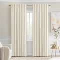 Beige White Back Tab Blackout Curtains 52x84 Inch Length 2 Panel Set (Beige White / 52"W x 84"L (Pack of 2))
