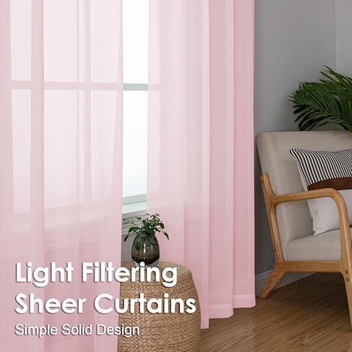 Blush Pink Sheer Curtains 108 Inches Long 2 Panels (Blush / 42"W x 108"L (Pack of 2))