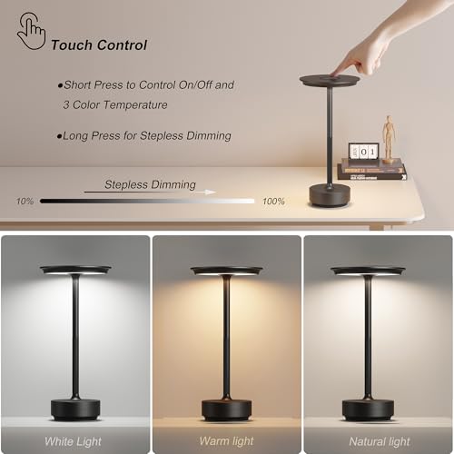 1 Pack Rechargeable Table Lamps Cordless (Black-1)