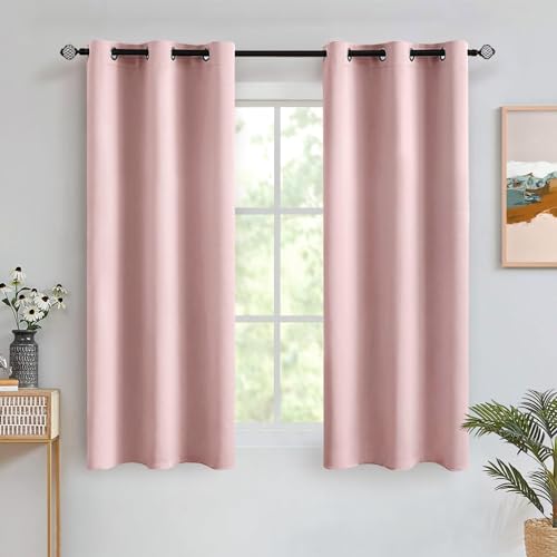 Light Pink Blackout Bedroom Curtains 63 Inch Long Light Blocking (Light Pink / 42"W x 63"L (Pack of 2))