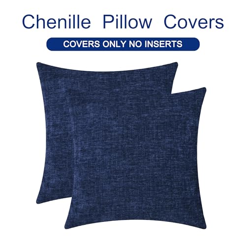 Decorative Couch Throw Pillow Covers 18 X 18 Inches Navy Blue (18" x 18" (Pack of 2) / Navy Blue)