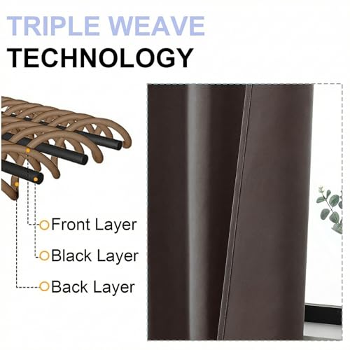 Ava Chocolate Blackout Curtains for Bedroom 90 Inches Long 2 Panels Set (Chocolate / 50"W x 90"L (Pack of 2))