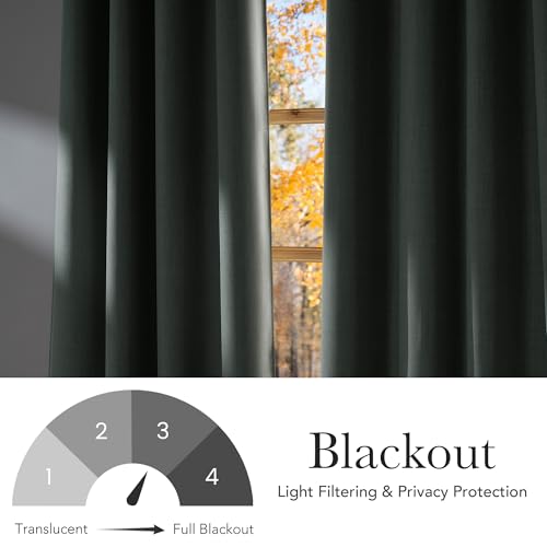 Faux Linen Sage Green Blackout Curtains 84 inches Long for Living (Linen Sage Green / 52"W x 84"L (Pack of 2))