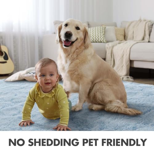 5x7 Ft Shag Area Rug for Bedroom (Db Light Blue / 5' X 7' (Rectangular))