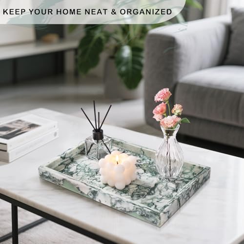 Marble Bathroom Tray for Countertop & Home Decor (Jade Green)