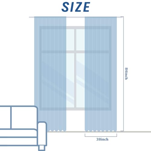 Blue Floral Linen Curtains 84 Long for Living Room 2 Panels (Blue / 38"W x 84"L (Pack of 2))