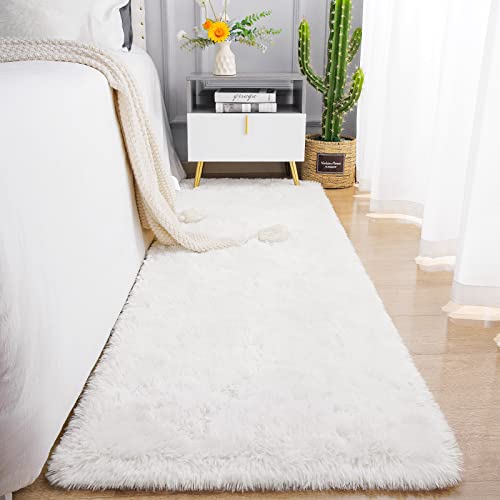 Soft Runner Rug for Bedroom Living Room Plush Fluffy Rugs 2x6 (Cream / 3' x 6' (Runner))