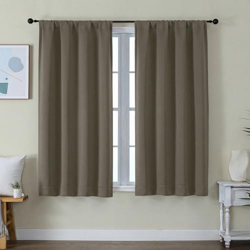 Ava Latte Short Blackout Curtains for Bedroom 54 Inches Long 2 Panels Set (Latte / 40"W x 54"L (Pack of 2))