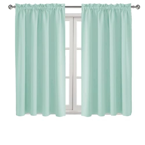Blackout Curtains for Bedroom Living Room 52 x 45 Inch Long 2 Panels (Mint Green / 52"W x 45"L (Pack of 2))