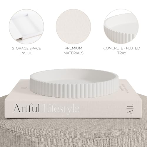 Decorative Concrete Tray & Book Decor Set (Beige)