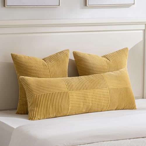 2 Packs Mustard Yellow Euro Decorative Throw Pillow Covers 28x28 Inch for Couch Bed (Mustard Yellow / 28" x 28" (Pack of 2))