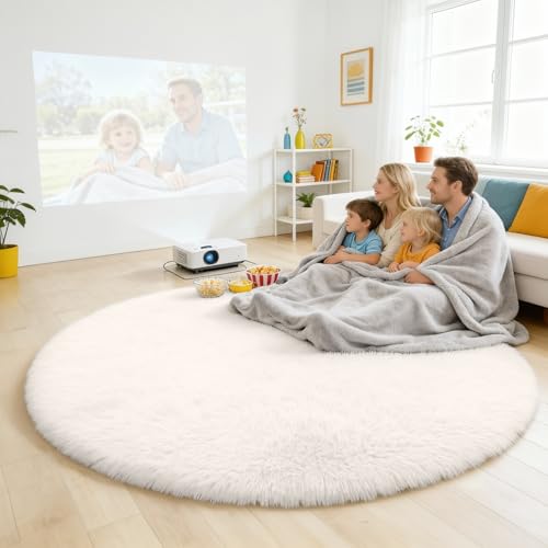 Ivory Round Rugs for Bedroom (8 Ft Round / Ivory)