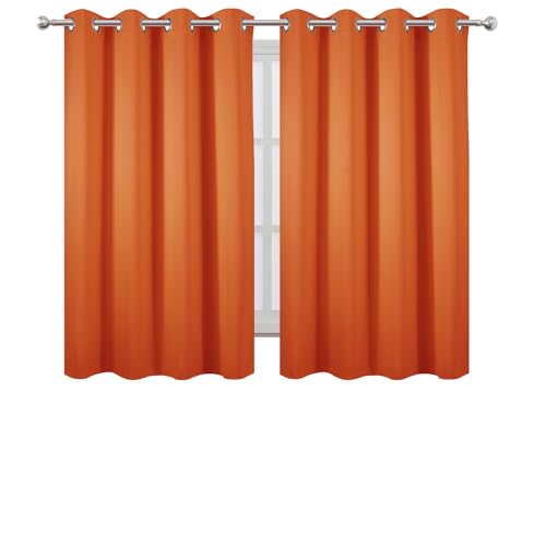 Blackout Curtains 66 x 54 Inch Long Orange Curtains Set of 2 Panels Room Darkening Curtains for Bedroom and Living Room (Orange / 66"W x 54"L (Pack of 2))