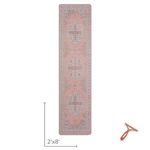 Washable Kitchen Runner Rug 2x8 Rug Runners for Hallways (2' x 8' (Rectangular) / Coral-pink)