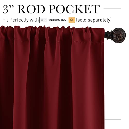 Cafe Blackout Curtains 24 inch Length (Burgundy Red / 29"W x 24"L (Pack of 2))