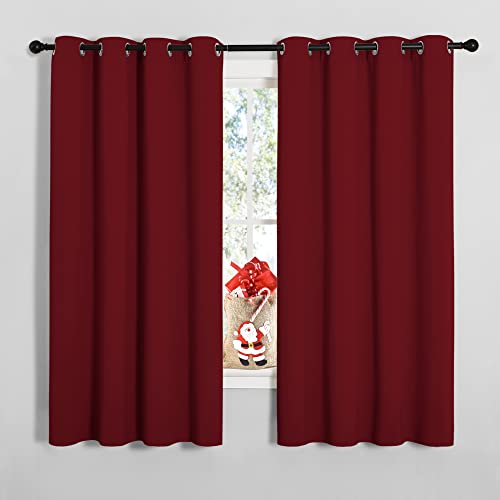 Christmas Burgundy Window Curtains 1 Pair 55 by 68 (Burgundy Red / 55"W x 68"L (Pack of 2))