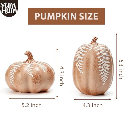 2Pcs Resin Pumpkin Figurines (Fern Leaf Pumpkin)