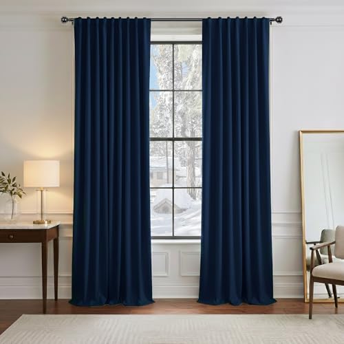 Blue Black Out Curtains 84 inches (Navy Blue / 52"W x 84"L (Pack of 2))