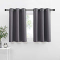 Kitchen Curtains Blackout Drapes for Basement Dorm (Grey / 42"W x 36"L (Pack of 2))