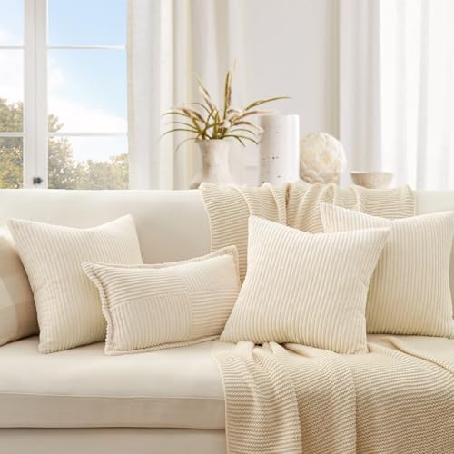 Decorative Beige Throw Pillow Covers Cushion Cases (Beige / 12" x 12" (Pack of 4))
