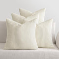Soft Corduroy Decorative Throw Pillow Covers Cream White 18x18 (18" x 18" (Pack of 4) / Cream White)