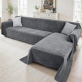 2 Pieces Sectional Couch Covers L Shaped Cover XXXL Dark Gray (Dark Grey / 71"×118"+91"×134")
