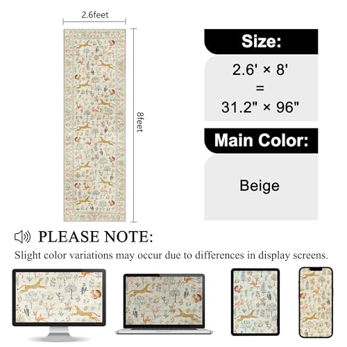 2.6x8 Rug for Hallway (Beige (Animal) / 2'6" x 8' (Rectangular))